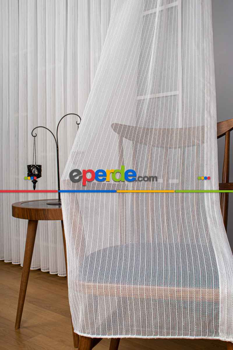 Yatak Odası - Tek Makarna Armür Düz Tül Perde - Kurşunlu Tül