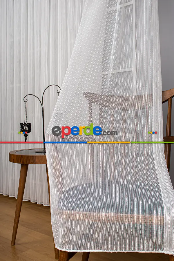 Mutfak Tül Tek Makarna Armür Düz Tül Perde - Kurşunlu Tül