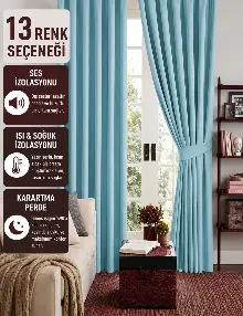 Turkuaz Renk Karartma Blackout Güneşlik Fon Kalın Perde