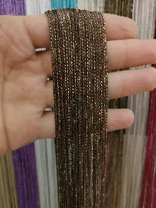 Mutfak İp Perde - Altın Kahve Rengi İp Perde İnce Zincir Simli Serisi- Altın-kahve