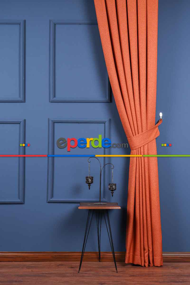 Turuncu Jakar Dokuma Fon Perde