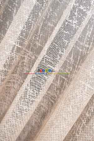 Hazır Ölçülü Seyrek Pileli Modern Bej Kahverengi Degrade Geçişli Tül - Örme Dantel Tül Perde