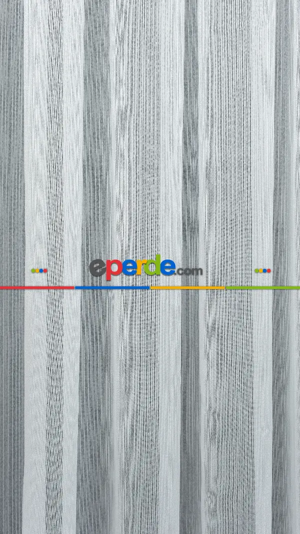 Ekru Sık Dokulu Çizgili Moderin Düz Tül Perde- Ekru