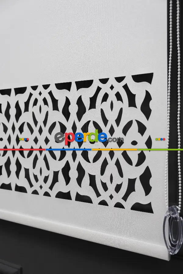 Salon Stor - Ekru Renk Lazer Kesim Mat Stor Perde (ister Düz - İster Lazer Kesimli Satın Alın)