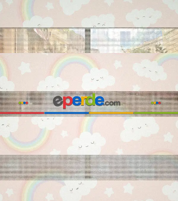 Bulut Desenli Baskılı Zebra Perde- Çok Renkli