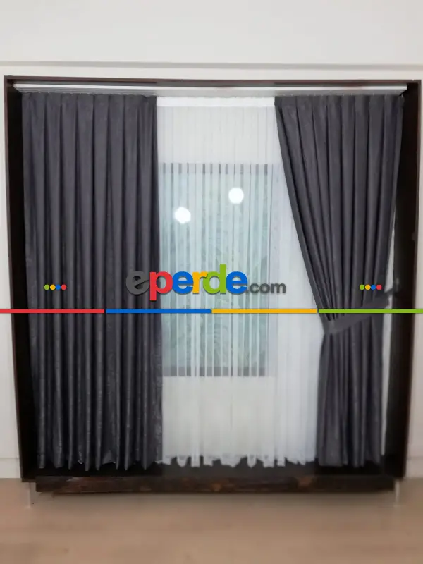 Soft Koyu Gri Fon Perde- Gri Koyu