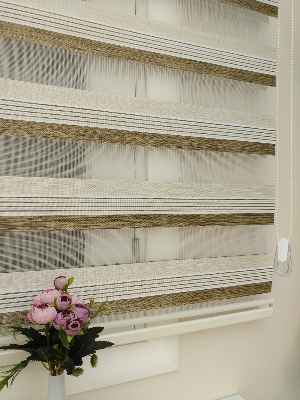 Krem - Kahve Zebra Perde Zarif Bambu- Krem-ekru-kahve