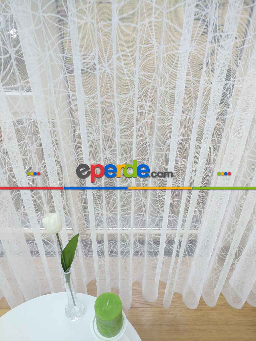 Salon Tül - Salon Yatak Odası Fransız Dantel 2021 Tül Perde- Ekru