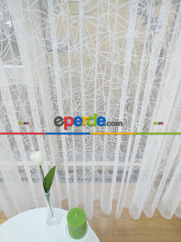 Salon Tül - Salon Yatak Odası Fransız Dantel 2021 Tül Perde- Ekru