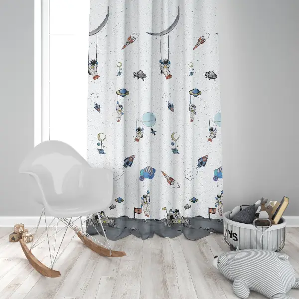 Uzay Gemisi Gök Yüzü Astranot Konsept Tasarım Çocuk Odası Güneşik Fon Perde