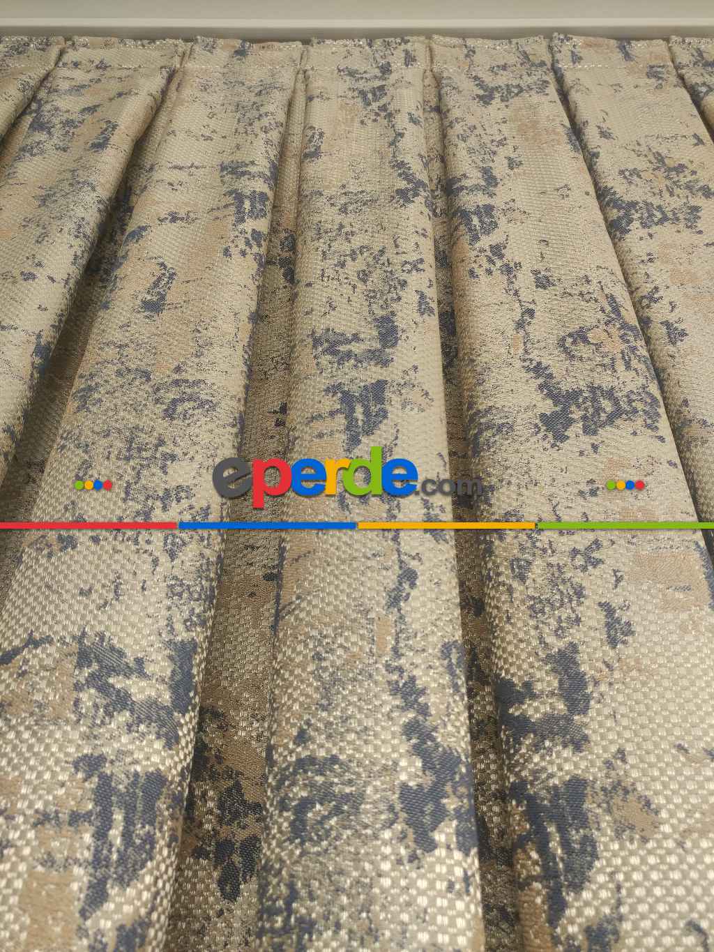 Antrasit Gri Bej Tonlarında Desenli Jakar Fon Perde En 150 Cm