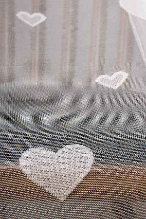 Çocuk Odası Kalp Desenli Örme Tül Perde