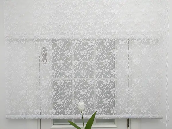 Jakar Örme Tül-feray 804 Pudra Çiftli Sistem Dantel Desenli Perde- Pudra