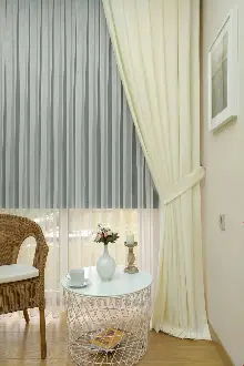 Oturma Odası - Soft Fon Perde Bej Kumaş Kanat Yan Perde- Bej