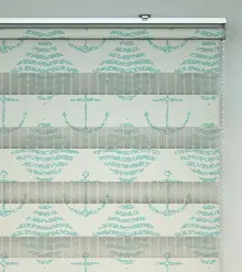 Bebek Odası Zebra Perde - Çapa Baskılı Zebra Perde- Krem Açık-Su Yeşili