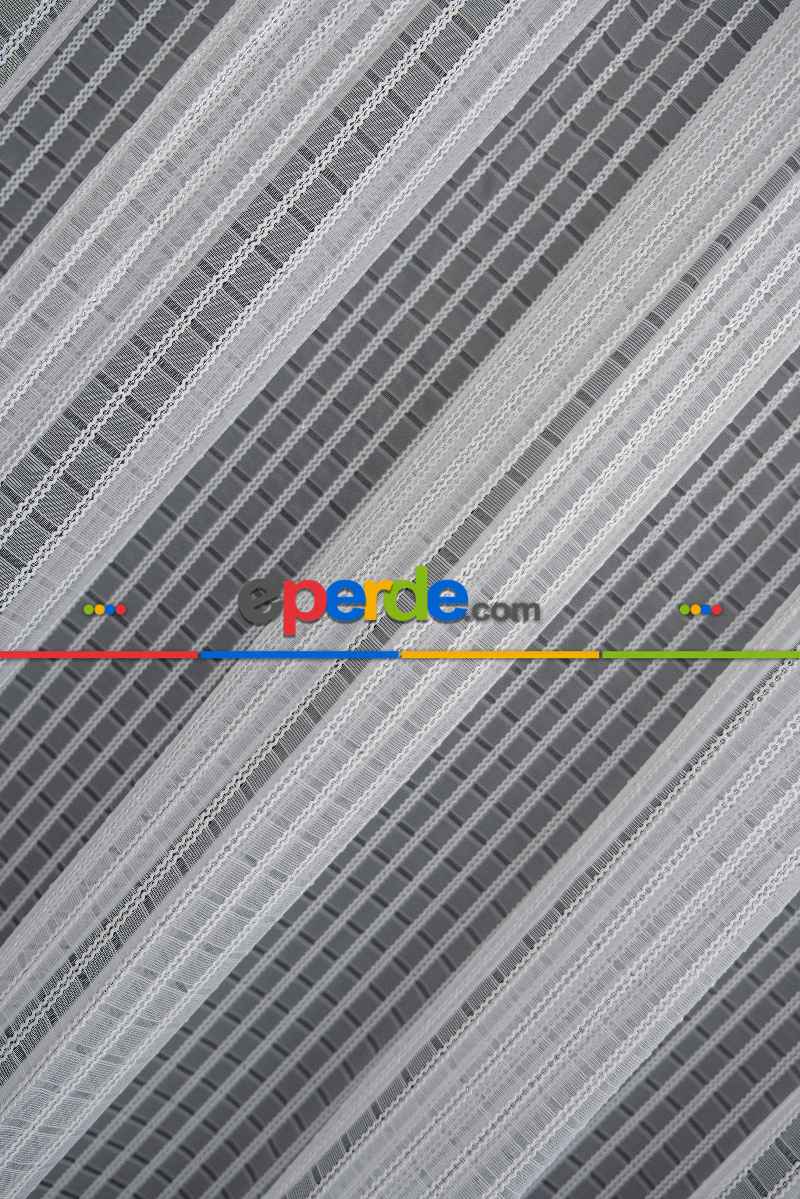 Mini Kare Silver Gümüş Tasarım Sırma Çizgili Tül