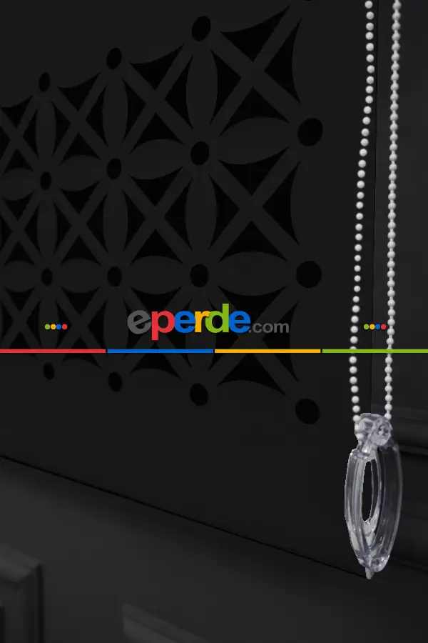 Salon Stor - Siyah Renk Lazer Kesim Mat Stor Perde (ister Düz - İster Lazer Kesimli Satın Alın)