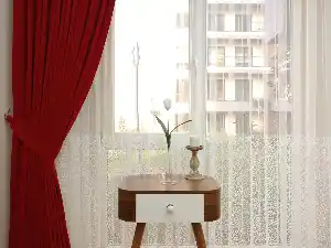 Koyu Kırmızı Düz Fon Perde ( En 150cm Dökümlü Fon )- Kırmızı