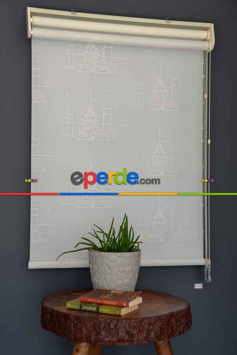 Halim Perdesan Dacuz-212 Beyaz Renk Etekli Veya Eteksiz Çift Mekanizmalı Tül Stor Perde