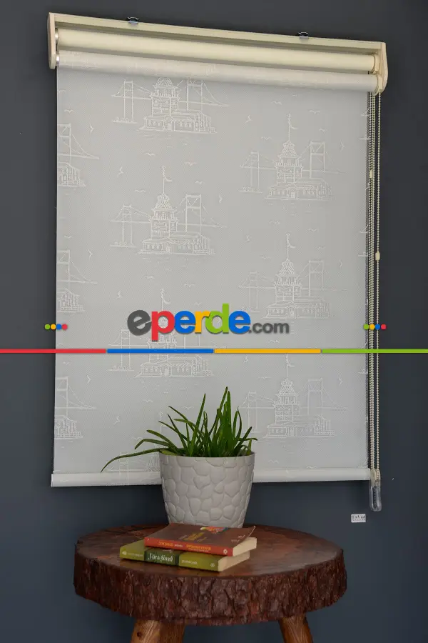 Halim Perdesan Dacuz-212 Beyaz Renk Etekli Veya Eteksiz Çift Mekanizmalı Tül Stor Perde