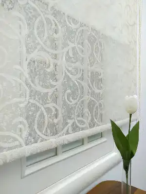 Jakar Örme Tül-dilay 805 Krem Çiftli Sistem Dantel Desenli Perde- Krem