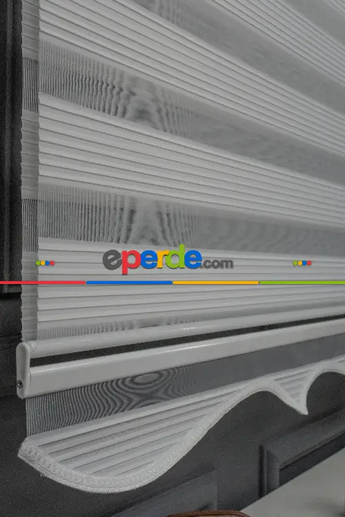 Yüksek Kaliteli Beyaz Dar Plise Zebra Perde Beyaz