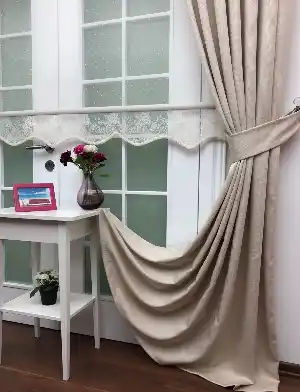 Koyu Krem Renk Düz Fon Perde- Krem Koyu