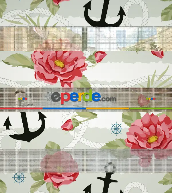 Çocuk Odası Zebra Perde - Çapa Baskılı Zebra Perde- Siyah-Kırmızı-Beyaz