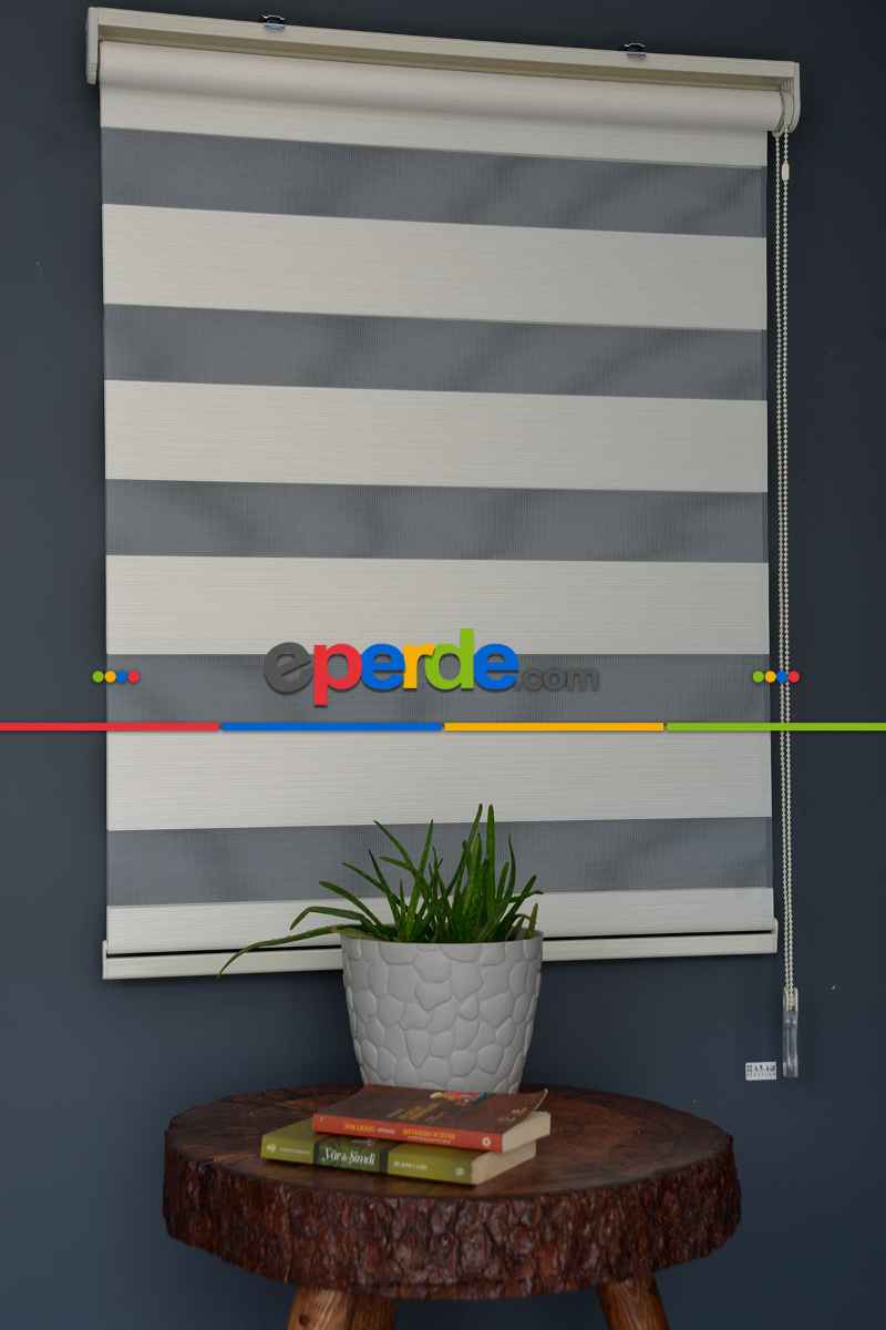 Halim Perdesan Dk-101 Krem & Beyaz Renk Etekli Veya Eteksiz Zebra Stor Perde