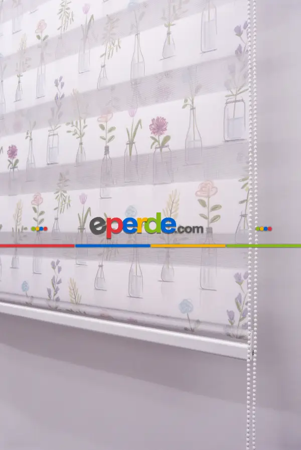 Mutfak Zebra Perde Desenli- Lila Açık Lila