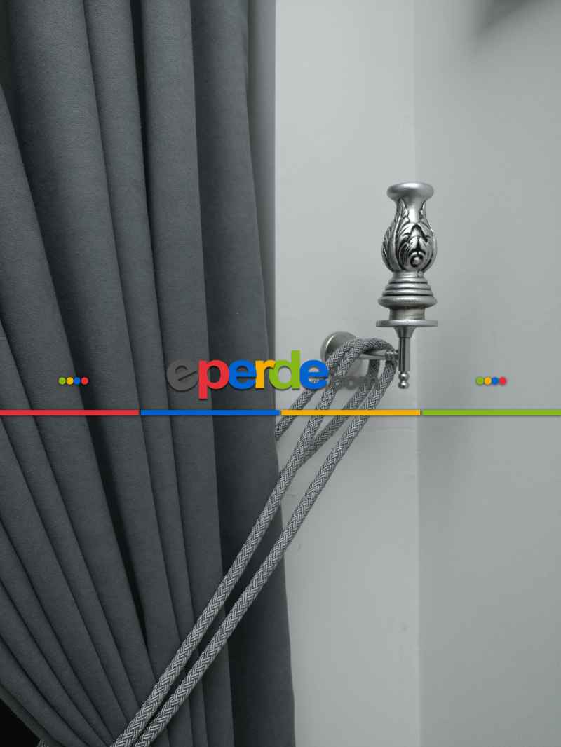 Düz Renk Dökümlü Fon Perde (180)- Gri