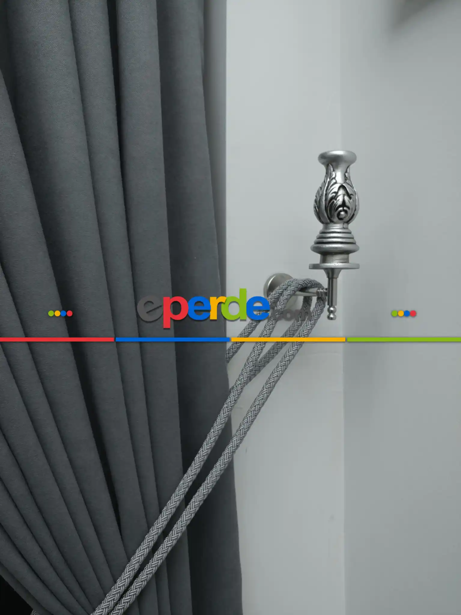 Düz Renk Dökümlü Fon Perde (180)- Gri