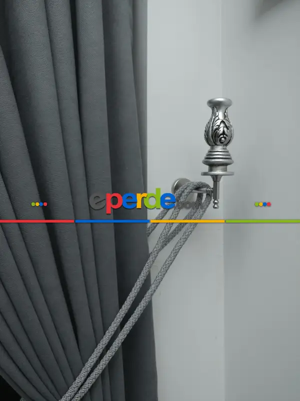 Düz Renk Dökümlü Fon Perde (180)- Gri