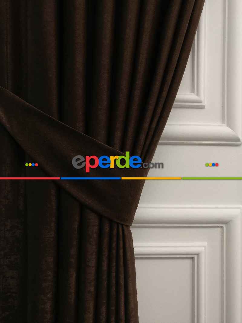 Salon - Soft Fon Perde Sütlü Kahve Dökümlü En - Sütlü Kahve