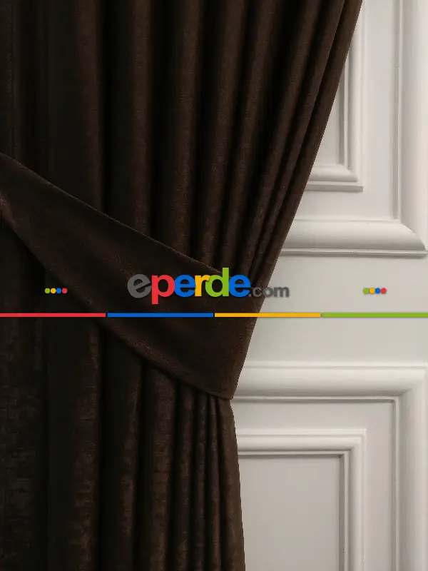 Salon - Soft Fon Perde Sütlü Kahve Dökümlü En - Sütlü Kahve