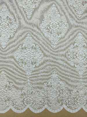 Tül Perde Ve Kruvaze Perde Damask Desenli- Ekru