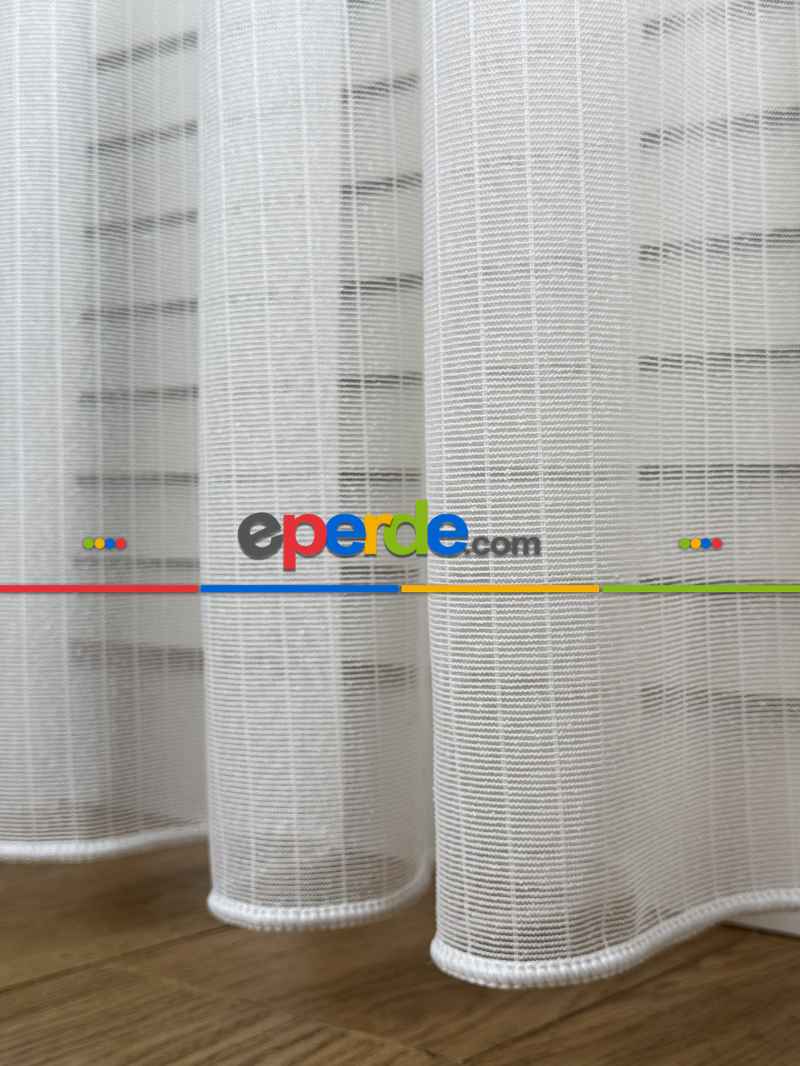 Brillant Çizgili Tül Perde, Premium Seri, Kurşunlu Tül