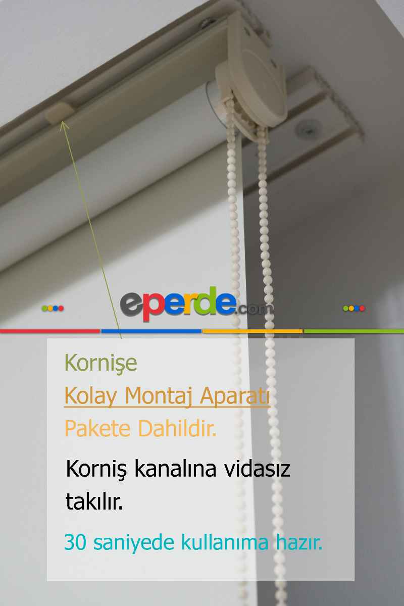 Kampanyalı - Mat Düz Stor Perde 14 Renk - Alüminyum Kasa - Kornişe Kolay Montaj Aparatlı - Matkap Tornavida Olmadan 30sn. De Montaj
