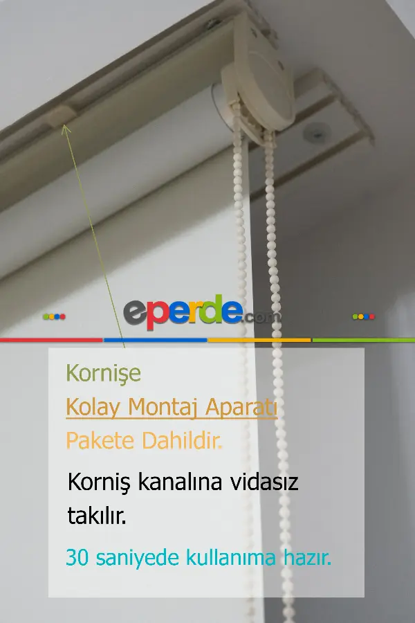 Kız ve Erkek Çocuk Odası Düz Stor Perde - 14 Renk - Alüminyum Kasa - Kornişe Kolay Montaj Aparatlı - Matkap Tornavida Olmadan 30sn. De Montaj