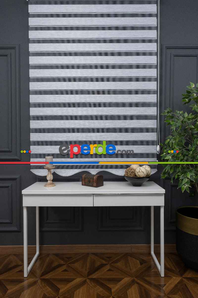 Gri Bambu Zebra Perde 100x200