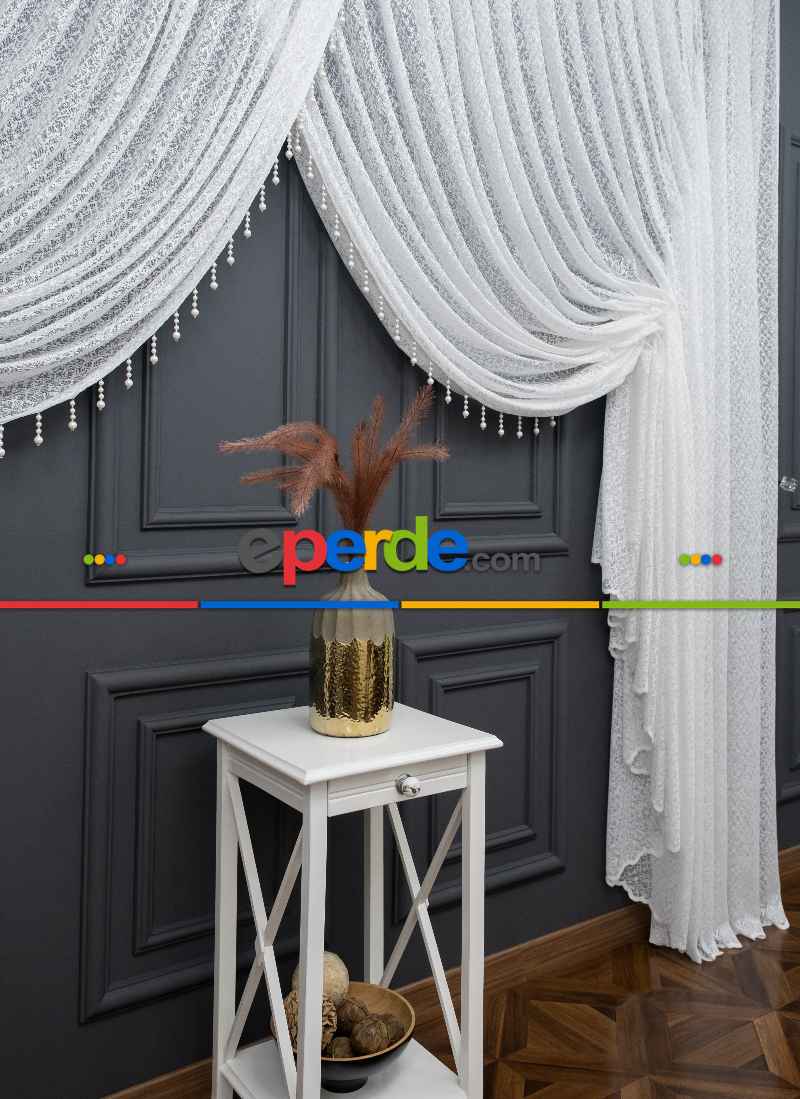 Taç İlisyon Kruvaze Model Tasarım Beyaz Tül Perde