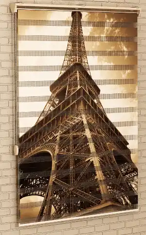 Paris Eyfel Kulesi - Baskılı Zebra Stor Perde-  Çok Renkli 2