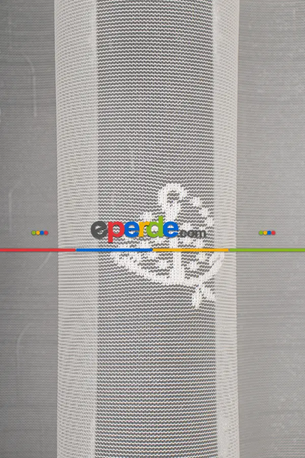 Bebek Odası -  Çapa Deniz Desenli Örme Tül Perde - Ekru