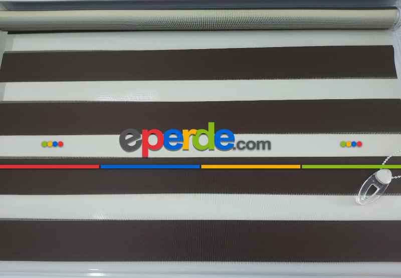 Brillant Koyu Kahve Zebra Perde- Kahve Koyu