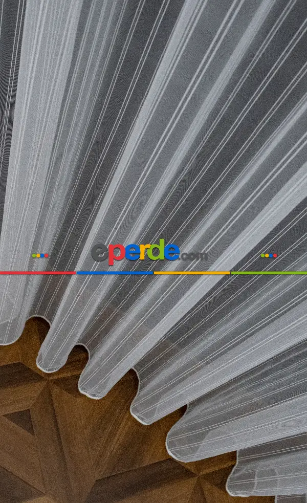 Salon Tül - Brillant Gümüş Sim Çizgi Armür Tül Çizgili Tül