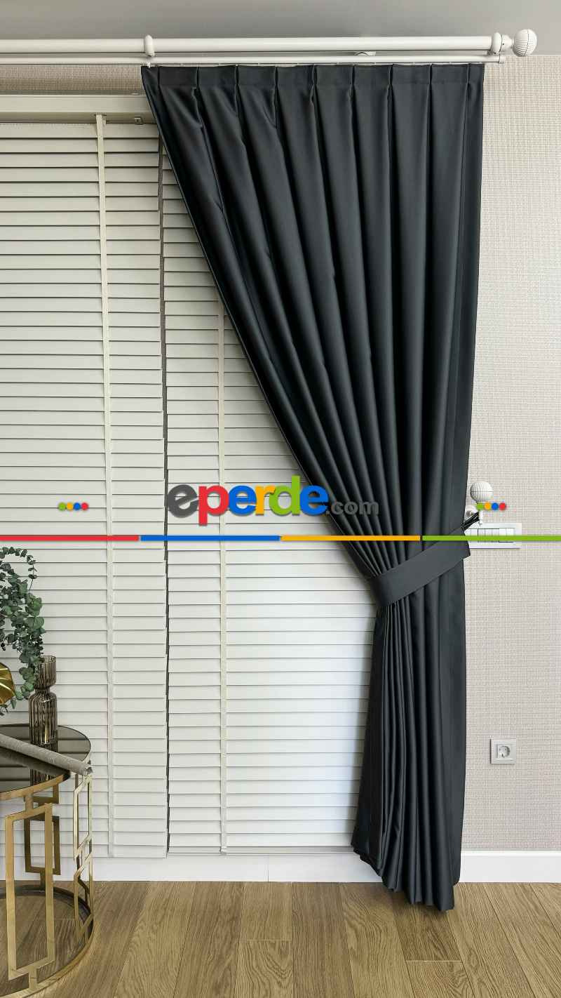 Antrasit Gri Blackout - Karartma Fon Perde, Premium Kalite Serisidir, %95 Işığı Keser