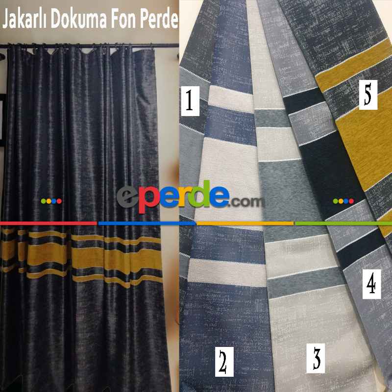 Geniş Enli Jakarlı Dokuma Salon Yatak Odası Lüks Perdeler 5 Renk Seçenekli