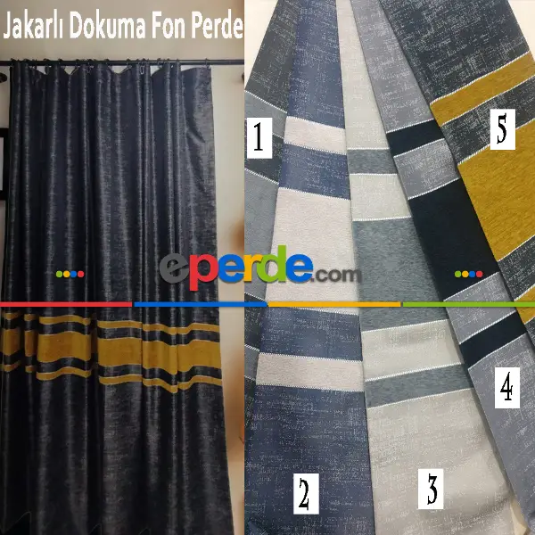 Yatak Odası - Geniş Enli Jakarlı Dokuma Salon Yatak Odası Lüks Perdeler 5 Renk Seçenekli