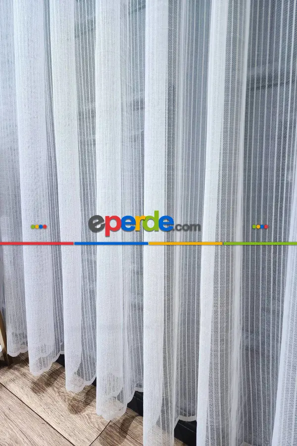 Taç Örme Çizgili Yeni Model Tasarım Renk Desen Tül Perde