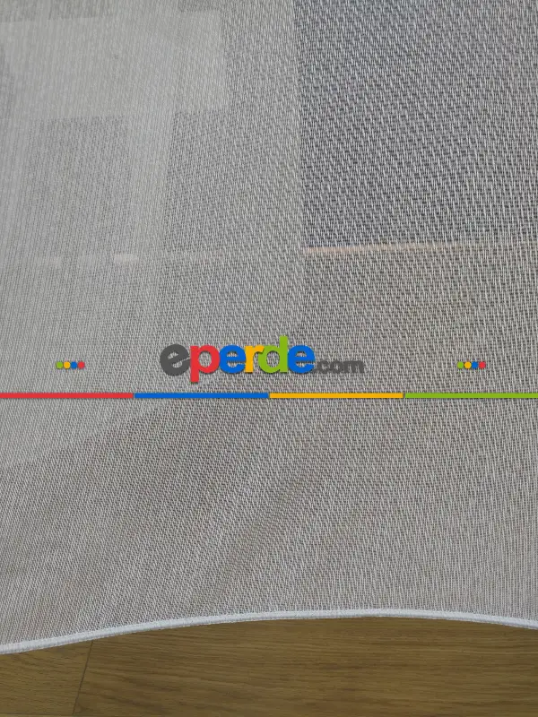 ( Orjinal ) Fantazi İnce Çizgili Tül Perde Kurşunlu Resimdeki Pile 1/3- Ekru - Kurşunlu Tül